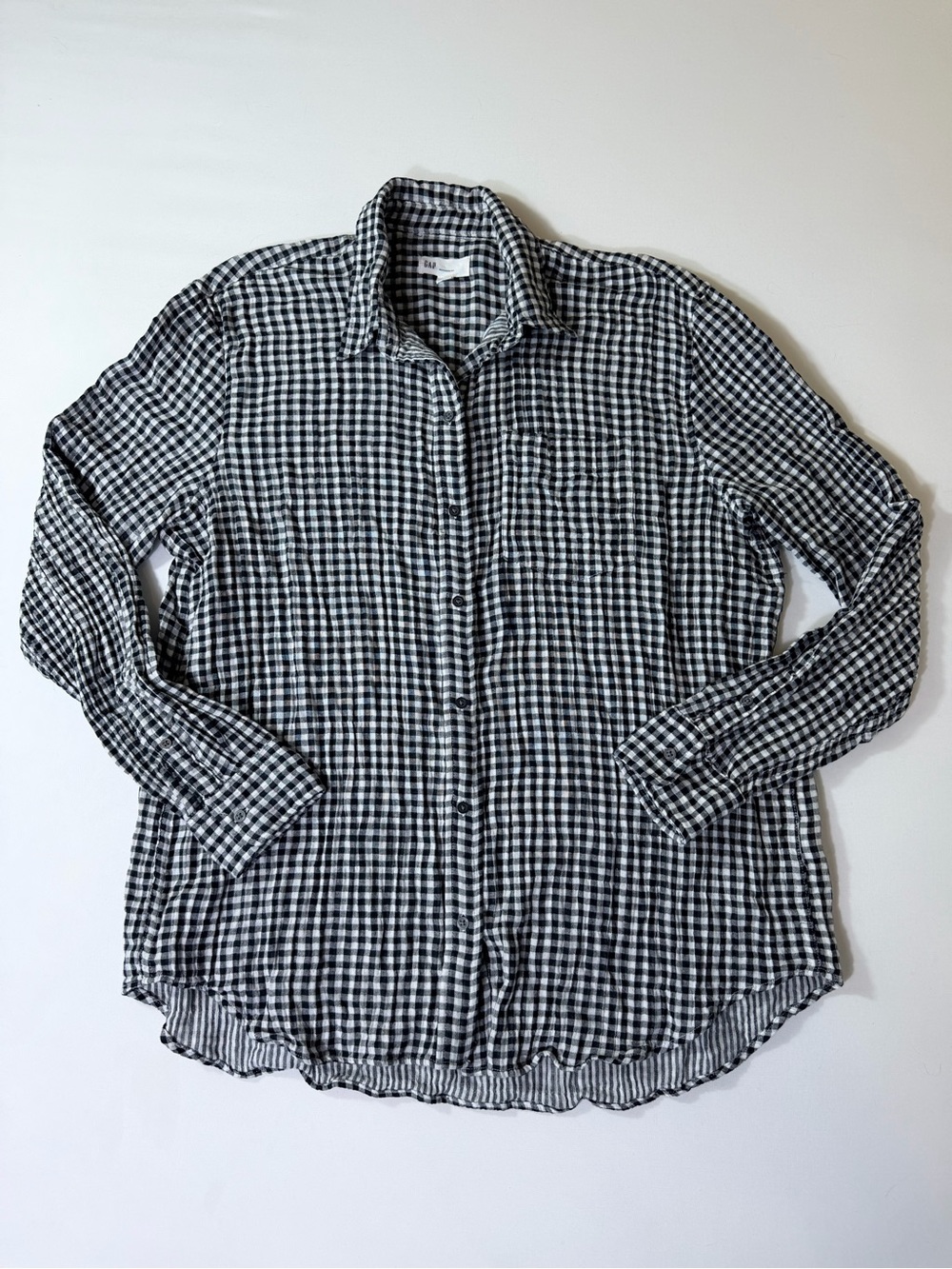 GAP Black and White Gingham Buffalo Check Button-Up Shirt Women’s Size XL